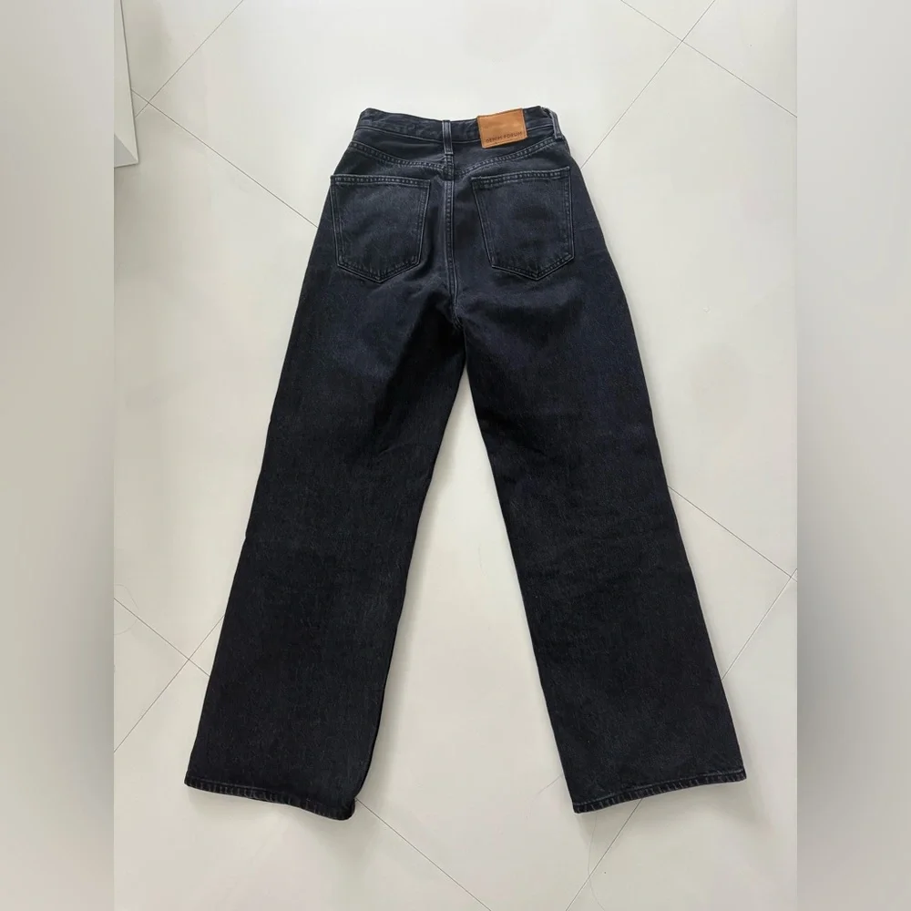 Denim Forum Aritzia Black Farrah Jeans High-Rise Wide-Leg, Size 27, LIKE NEW - Picture 3 of 4